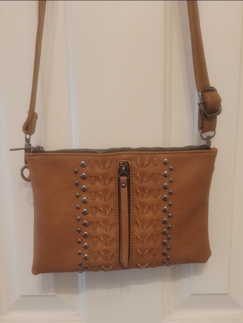 Vintage Western Cowgirl Studded Braided Leather Purse Crossbody Bag Clutch Rodeo